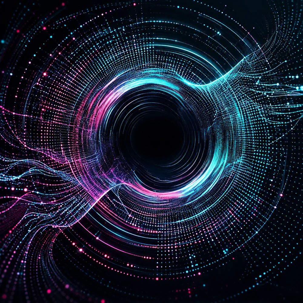 A cyan and magenta data vortex